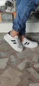 ÇİĞDEM BEYAZ SİYAH ÇİZGİLİ DERİ SPOR AYAKKABI  Unisex - 2