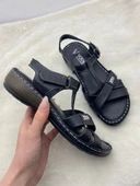 VOYAGER 7955 SİYAH HAKİKİ DERİ ORTOPEDİK İNCE ÇAPRAZ KADIN SANDALET thumbnail 4