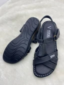 VOYAGER 7955 SİYAH HAKİKİ DERİ ORTOPEDİK İNCE ÇAPRAZ KADIN SANDALET thumbnail 12