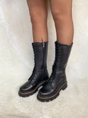 BURÇ GERÇEK DERİ SİYAH FERMUARLI, LASTİK BAĞLI KADIN POSTAL (Ç6) thumbnail 1