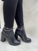 ÇİĞDEM DERİ SİYAH TAŞLI TOPUKLU BOT (ESF) thumbnail 2