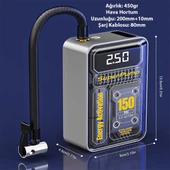 EZERE 150psi Tasinabilir Araba yüksek güçlü elektrikli kablosuz lastik hava pompasi - 6