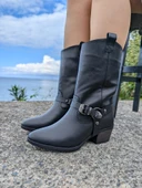 Gloria Paris 7613 Kadın Hakiki Deri Biker Bot thumbnail 1