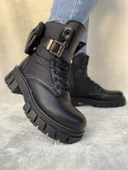 ÇİĞDEM YANDAN CEPLİ SİYAH DERİ POSTAL BOT ( TWİNGO 7635 ) thumbnail 2