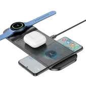 HOCO CQ6 3in1 Wireless Kablosuz Hızlı Şarj Standı (Telefon-Kulaklık-Samsung watch) - 1