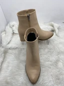 ÇİĞDEM DERİ TEN RENGİ FERMUARLI, KALIN TOPUK KADIN BOT (B61) thumbnail 2