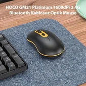 HOCO GM21 Platinium 1600dPi 2.4G Bluetooth Kablosuz Optik Mouse Siyah - 2