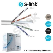 S-LINK SL-CAT608 CAT6 305m 24AWG UTP 4P*0.50MM CAT6 CCA GRİ NETWORK KABLOSU - 1
