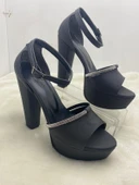 ÇİĞDEM  SİYAH SATEN BİLEKTEN TOKALI TAŞLI PLATFORM TOPUKLU AYAKKABI thumbnail 6