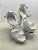 ÇİĞDEM SİYAH SATEN ÇAPRAZ TAŞ BANTLI PLATFORM TOPUKLU AYAKKABI thumbnail 8