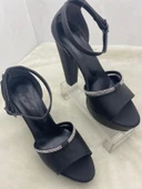 ÇİĞDEM  SİYAH SATEN BİLEKTEN TOKALI TAŞLI PLATFORM TOPUKLU AYAKKABI thumbnail 2