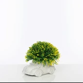 Hediyelik Klasik Vosvos Beton Saksı İçinde Yapay Çiçek Dekoratif Eşya  Sarı - 1