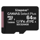 KINGSTON 64GB Canvas Select Plus MicroSDXC 100R A1 C10 Card + Adapter - 1