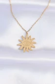 316L Çelik Zincir Gold Renk Göz Güneşi Tasarımlı Kolye - TJ-BKO8734 - 1