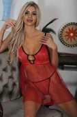 Kırmızı Şifon Gecelik - 659 - 2