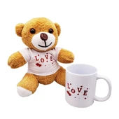 Love Baskılı Kahverengi Ayıcık Ve Kupa Seti - 1