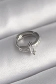 316L Çelik Gümüş Renk Zirkon Taşlı Tragus Piercing - TJ-PR1307 - 1