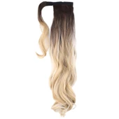 Bağlamalı Dalgalı At Kuyruğu - Kahve / Bal Köpüğü Ombre ve Platin Işıltılı - 2