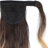 Bağlamalı Kabarık Dalgalı At Kuyruğu - Kahve / Bal Köpüğü Ombre ve Platin Işıltılı - 4