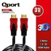 QPORT Q-HDMI3 HDMI 1.4 V ALTIN UÇLU KABLO 3 MT - 3