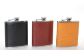 Paslanmaz Çelik Tekli 7 Oz Derili Matara  Alk2660 - 1