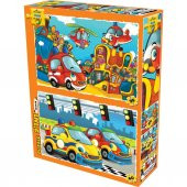 Laço Kids Sevimli Taşıtlar 2ın1 Puzzle 35-60 Parça LC7331 - 1