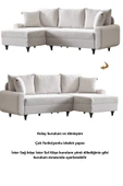 Kagu Corner Flavia Köşe Takımı Puflu Ekru - 5