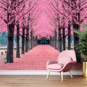 Pembe Ağaç Orman Manzaralı Duvar Kağıdı thumbnail 6