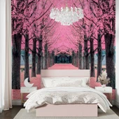 Pembe Ağaç Orman Manzaralı Duvar Kağıdı thumbnail 2