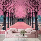 Pembe Ağaç Orman Manzaralı Duvar Kağıdı thumbnail 1