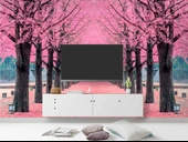 Pembe Ağaç Orman Manzaralı Duvar Kağıdı thumbnail 3