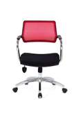 Koltukstilim   Rauna Kırmızı Fileli Krom Çalışma Koltuğu Ofis Koltuğu thumbnail 1
