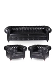 Koltukstilim   Chester Siyah Deri Kanepe Takımı - 1