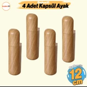 Kapsül 4 Adet Ayak 12 cm Mobilya Yükseltici Kanepe TV Ünitesi Koltuk Ayağı Baza Ayakları Açık Kübik Ceviz thumbnail 1