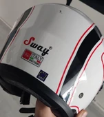 Sway 715 Şeffaf Vizörlü Yarım Motosiklet Scooter Kaskı S Beden Nano Beyaz Siyah Kırmızı Desen - 3
