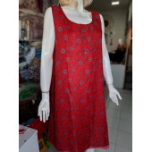 Luisido- 8013 E 254- Kolsuz-Desenli Vual Elbise- Renk Kırmızı- M beden - 2