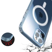 Samsung Galaxy S24 Kılıf Magsafe Özellikli Sert EMBOS Premium Silikon Kapak Şeffaf - 6