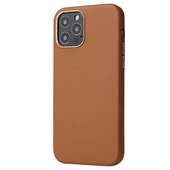 iPhone 12 Pro Kılıf PU Deri ve Kadife Kaplamalı Eyzi Premium Kapak Kahve - 1