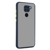 Redmi Note 9 Kenarları Renkli Arkası Buğulu Şık Hux Silikon Kılıf Lacivert - 1
