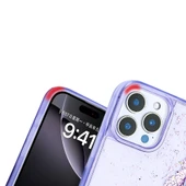 iPhone 16 Pro Max Sıvı Simli Arkası Şeffaf Keto Premium Silikon Kapak Mor - 2
