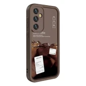 Samsung Galaxy A55 Kılıf Kamera Korumalı Baskılı Arka Yüzey Klas Kapak Koyu Kahve - 1