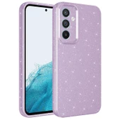 Samsung Galaxy A54 Kılıf Kamera Korumalı Simli Lüks Koton Kapak Lila - 1