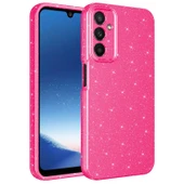 Samsung Galaxy A24 Kılıf Kamera Korumalı Simli Lüks Koton Kapak Koyu Pembe - 1