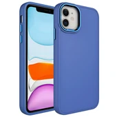iPhone 11 Kılıf Metal Çerçeve ve Buton Tasarımlı Silikon Luna Kapak Derin Mor - 1