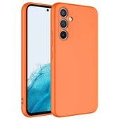 Samsung Galaxy A34 İçi Kadife Dolgulu Şık Candy Lansman Silikon Kılıf Turuncu - 1