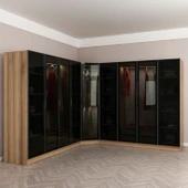 Minar Kale 190 9 Füme Cam Kapaklı 4Ç Köşe Dolap Dore Füme Cam thumbnail 3