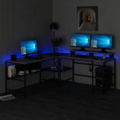 Minar Greta Köşe Masa Set (Led Işıklı) - Dore-Siyah - 5