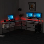 Minar Greta Köşe Masa Set (Led Işıklı) - Beyaz - 3