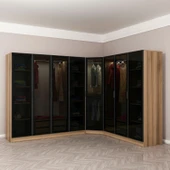 Minar Kale 190 8 Füme Cam Kapaklı 4Ç Köşe Dolap Dore Füme Cam thumbnail 1