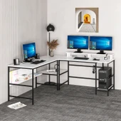 Minar Greta Köşe Masa Set (Led Işıklı) - Beyaz - 2